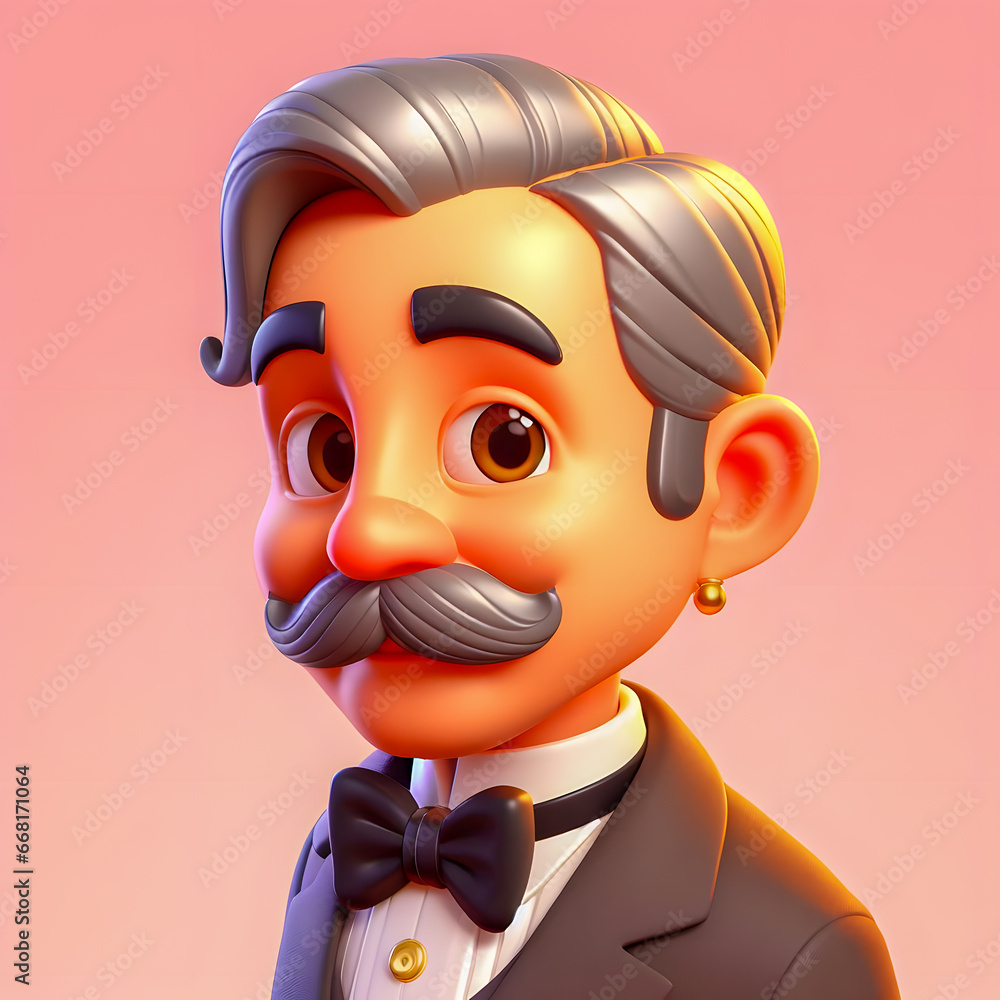 Poster there is a cartoon character of a man with a mustache Generative AI