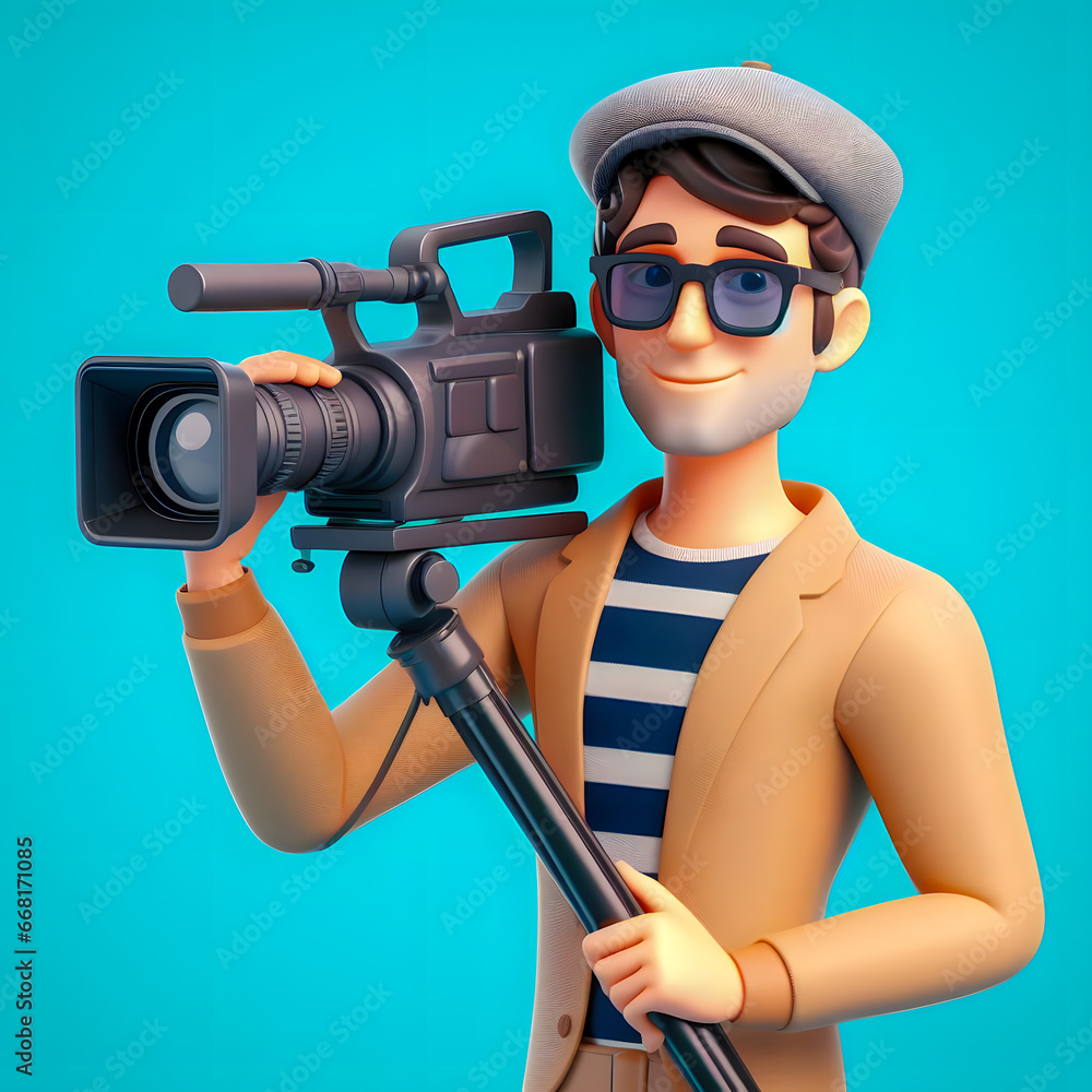 Poster arafed man with a camera and a video camera generative ai