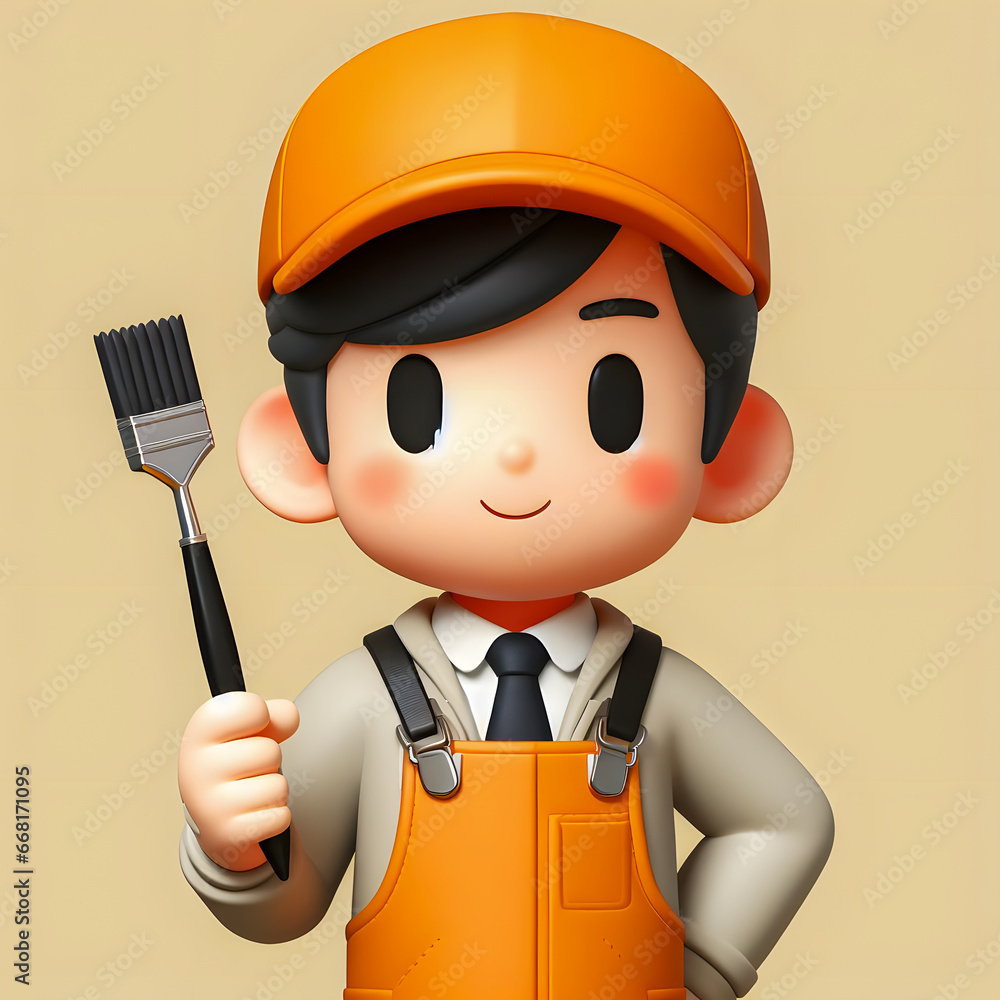 Poster a close up of a cartoon character holding a brush and a comb Generative AI