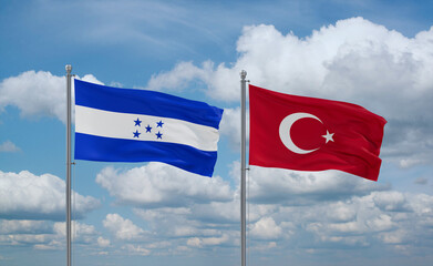 Turkey and Honduras flags, country relationship concept