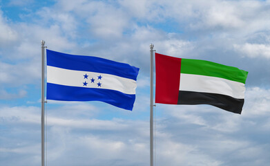 UAE and Honduras flags, country relationship concept