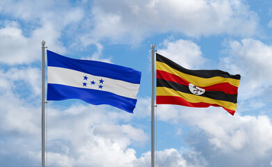 Uganda and Honduras flags, country relationship concept