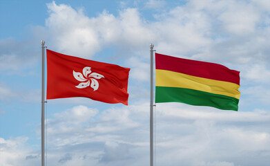 Bolivia and Hong Kong flags, country relationship concept