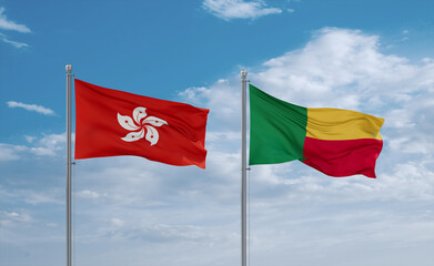 Benin and Hong Kong flags, country relationship concept