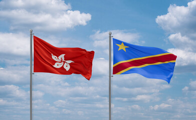 Congo and Hong Kong flags, country relationship concept