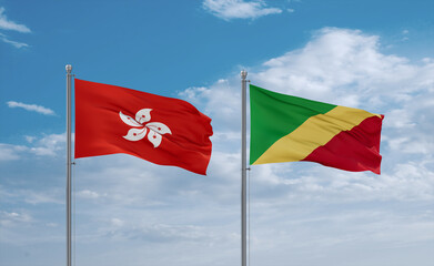Congo and Hong Kong flags, country relationship concept