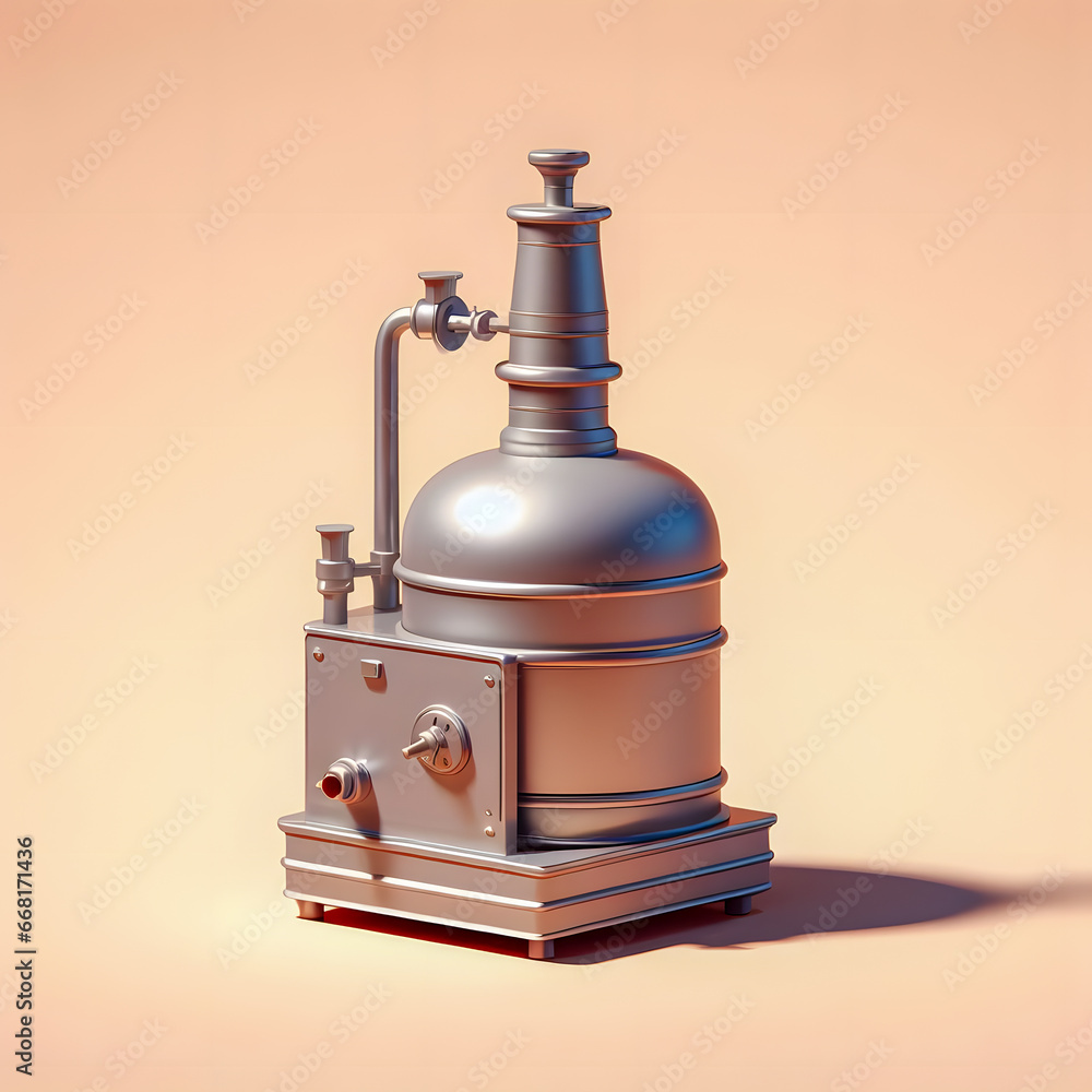 Poster there is a silver metal object with a pipe on top generative ai