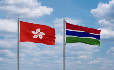Gambia and Hong Kong flags, country relationship concept