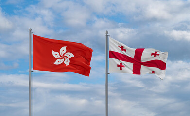 Georgia and Hong Kong flags, country relationship concept