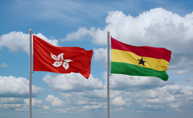Ghana and Hong Kong flags, country relationship concept