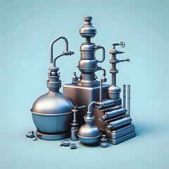 a close up of a metal object with a lot of pipes Generative AI
