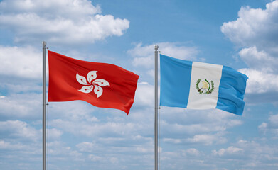 Guatemala and Hong Kong flags, country relationship concept