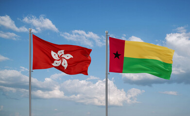 Guinea-Bissau and Hong Kong flags, country relationship concept