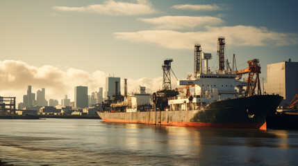 Commercial port of Montevideo on the Rio de la Plata
