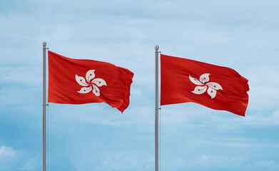 Two Hong Kong flags, country relationship concept