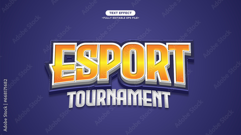 Poster esport tournament and match 3d vector text effect. editable font and text