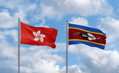 Eswatini and Hong Kong flags, country relationship concept