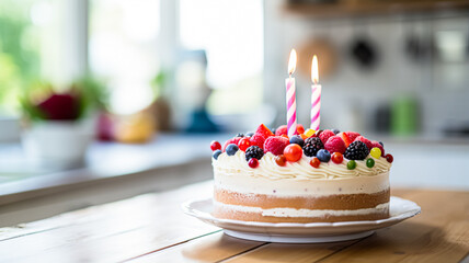 Homemade birthday cake in the English countryside house, cottage kitchen food and holiday baking recipe