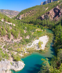 Mountain Gorge and Ermenek River in Karaman Province in South Central Turkey