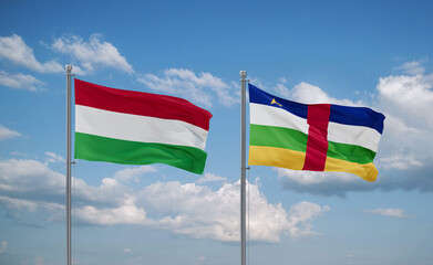 Central African Republic and Hungary flags, country relationship concept