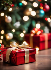 Photo of the Christmas box and Christmas tree 