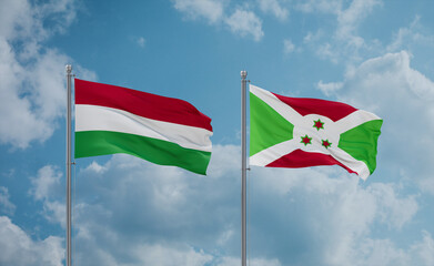 Burundi and Hungary flags, country relationship concept