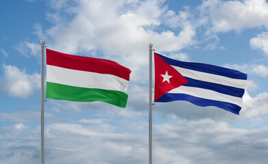 Cuba and Hungary flags, country relationship concept