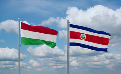 Costa Rico and Hungary flags, country relationship concept