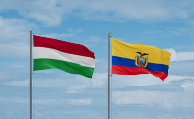 Ecuador and Hungary flags, country relationship concept
