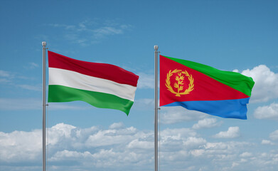Eritrea and Hungary flags, country relationship concept