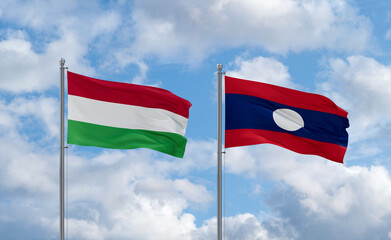 Laos and Hungary flags, country relationship concept