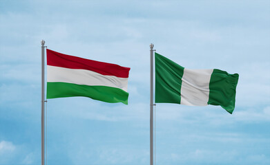 Naklejka na ściany i meble Nigeria national flags, country relationship concept