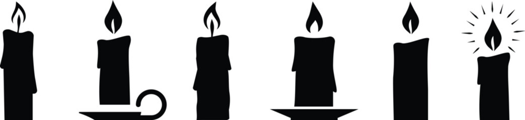 Set candle silhouettes for religion commemorative and party