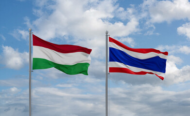 Thailand and Hungary flags, country relationship concept