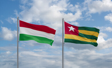 Togo and Hungary flags, country relationship concept