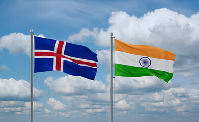 India and Iceland flags, country relationship concept