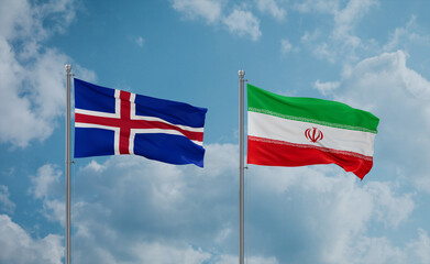 Iran and Iceland flags, country relationship concept