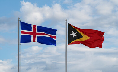 East Timor and Iceland flags, country relationship concept