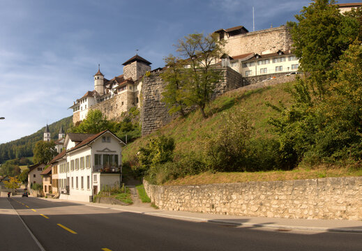Castle Aarburg from street level in Solothurn, Switzerland