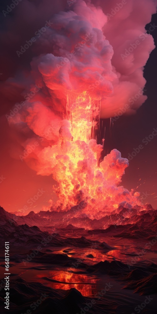 Poster a captivating image showcasing a massive cloud emerging from the sky.