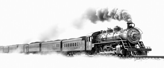 steam locomotive isolated on transparent background - obrazy, fototapety, plakaty