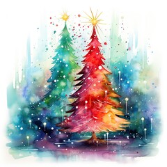 abstract christmas tree with snowflakes