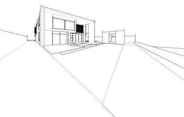 Fototapeta premium House architecture vector 3d drawing 