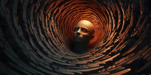 A sculpture of a woman captured in a tunnel. This image can be used to represent art, creativity, or exploration.