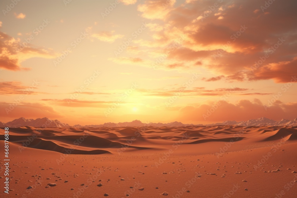 Aufkleber a stunning image of the sun setting over a vast desert landscape. perfect for travel blogs, nature w