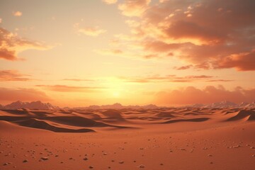 A stunning image of the sun setting over a vast desert landscape. Perfect for travel blogs, nature websites, and desert-themed projects.