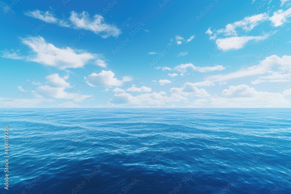 Poster A picturesque scene featuring a large body of water with beautiful clouds in the sky. Perfect for adding a sense of tranquility and serenity to any project.