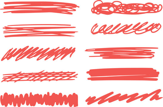 Abstract brush stroke underline. Marker scribbles set. Doodle hand drawn.