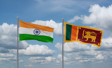Sri Lanka and India flags, country relationship concept