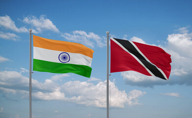 Trinidad and Tobago and India flags, country relationship concept